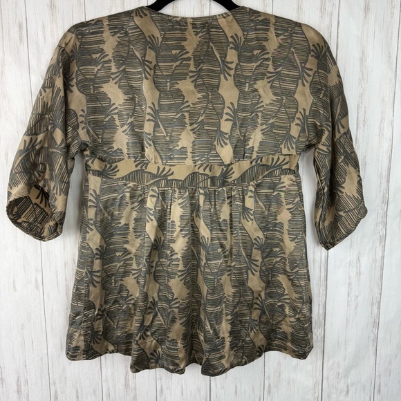 Sandro 100% silk palm leaf babydoll blouse size 1 - Picture 5 of 5